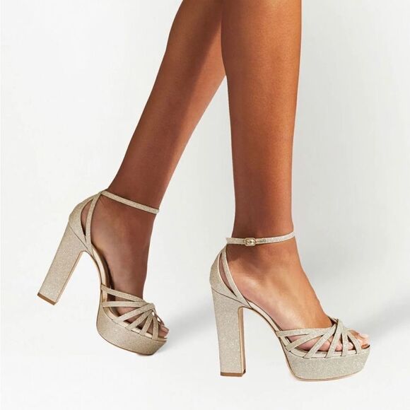 Jimmy Choo Isra 120MM Glitter Platform Sandals size 42 - Picture 2 of 13